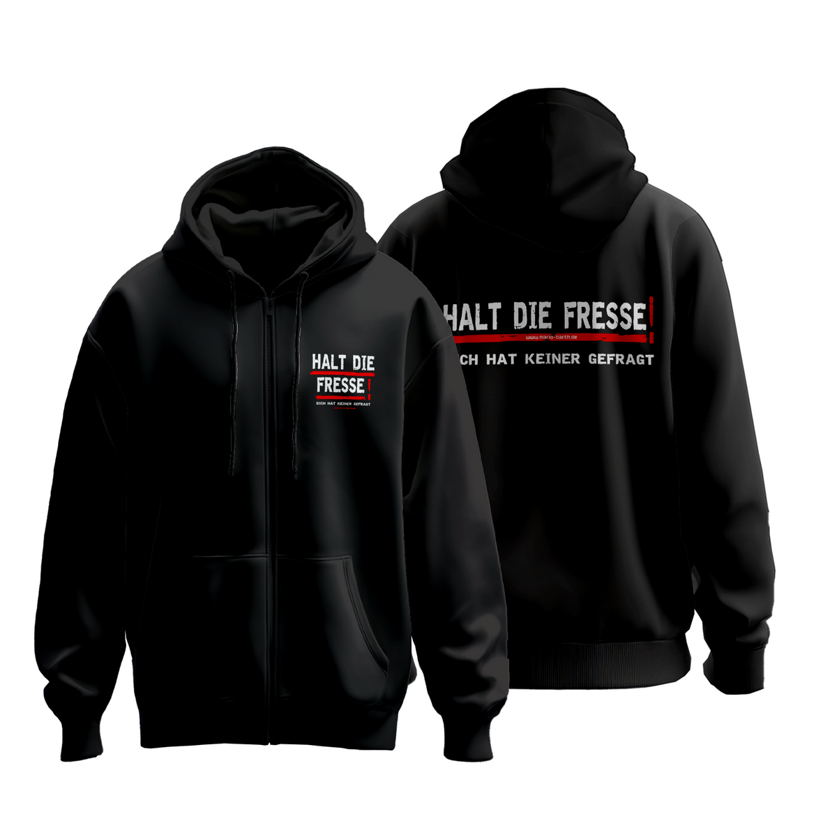 Kapuzen-Zip-Sweater (unisex) - Halt die Fresse